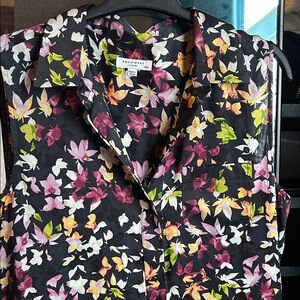 Equipment Floral Asymmetrical Black Multi-Color Sleeveless Dress